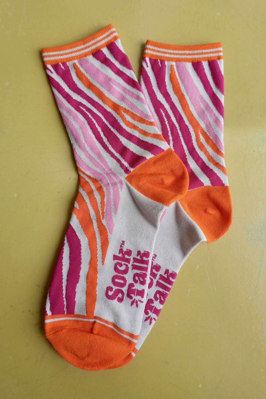 Zebra Bamboo Sock Orange Pink